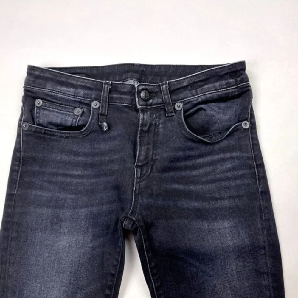 R13 Italy Kate Skinny Raw Hem Jeans Dark Moon Women 26 Stretch Cotton Distressed